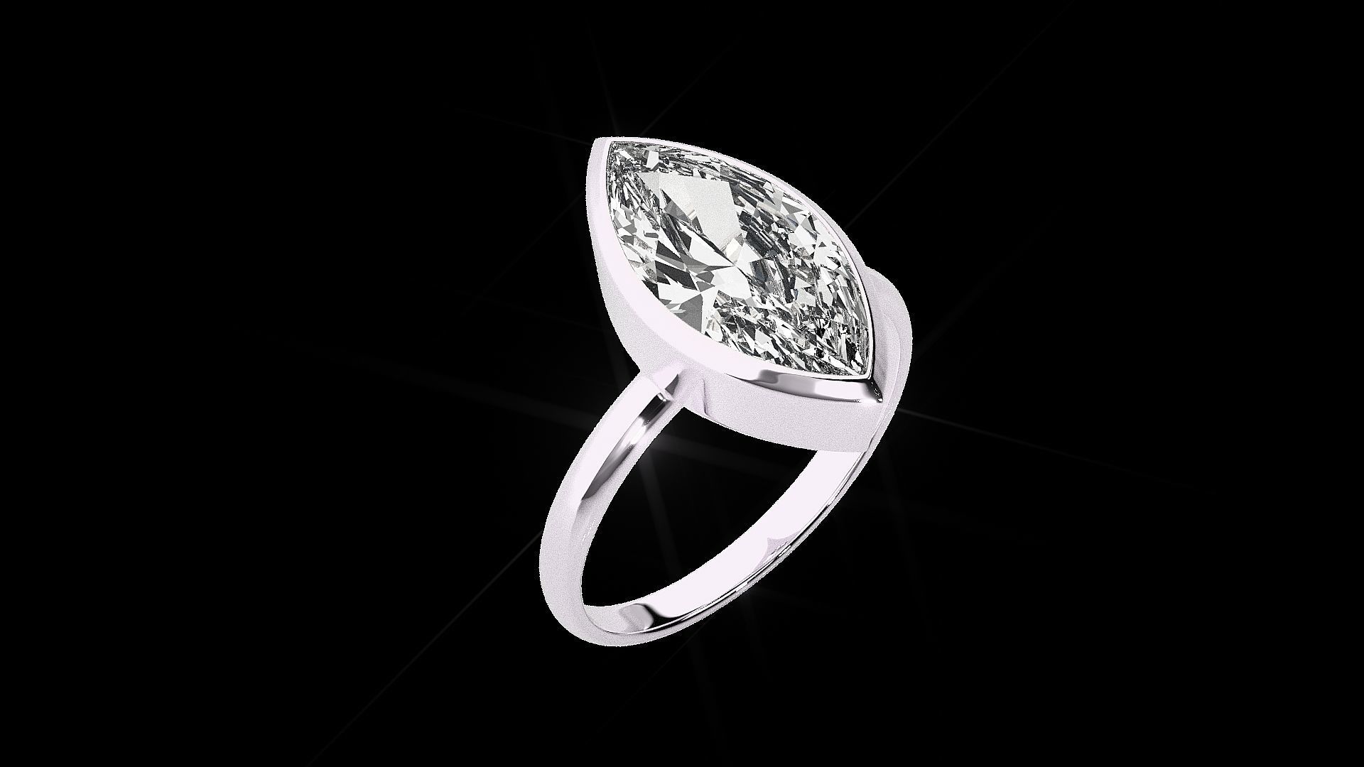 Marquise Light wt diamond ring 3dm stl renders details 3D print model_12