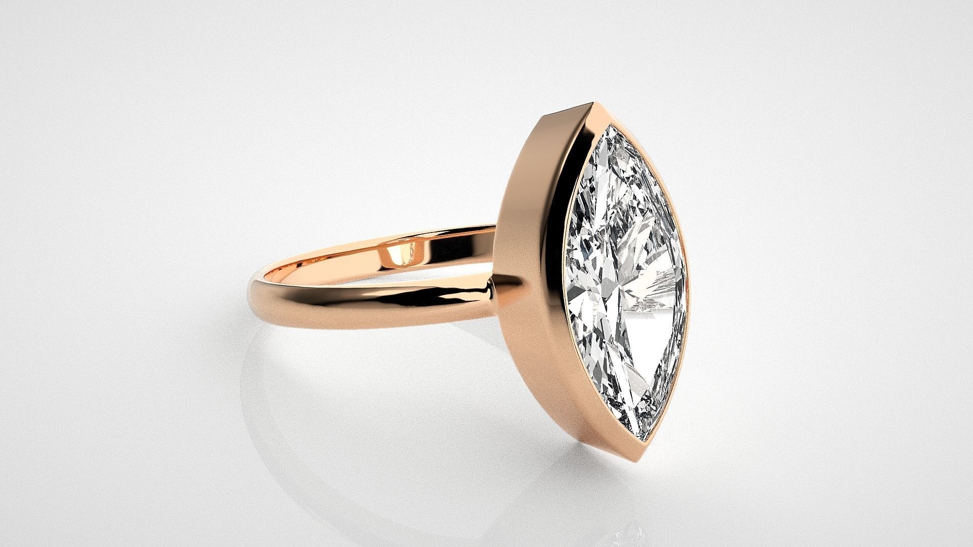 Marquise Light wt diamond ring 3dm stl renders details 3D print model_1