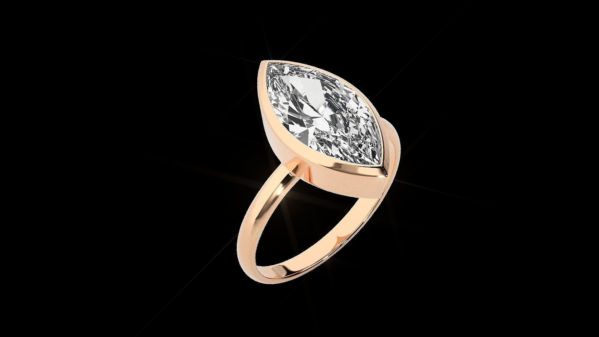 Marquise Light wt diamond ring 3dm stl renders details 3D print model_6