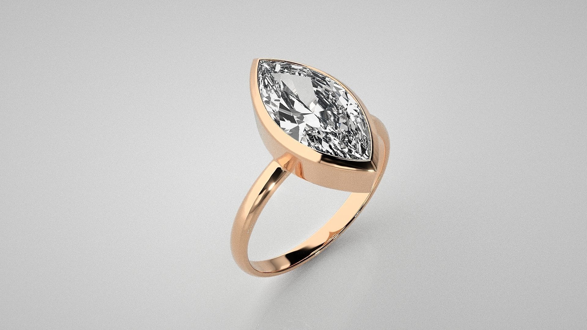 Marquise Light wt diamond ring 3dm stl renders details 3D print model_2