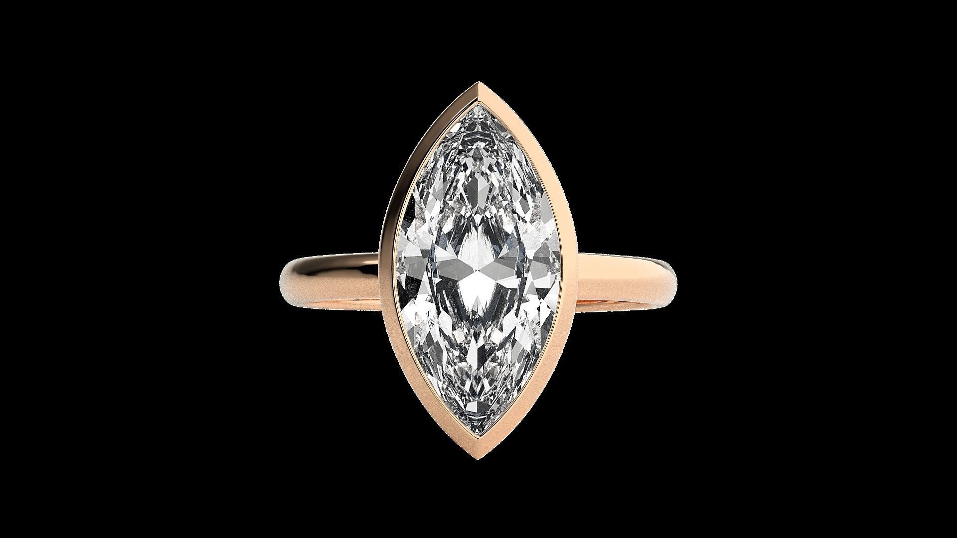Marquise Light wt diamond ring 3dm stl renders details 3D print model_4