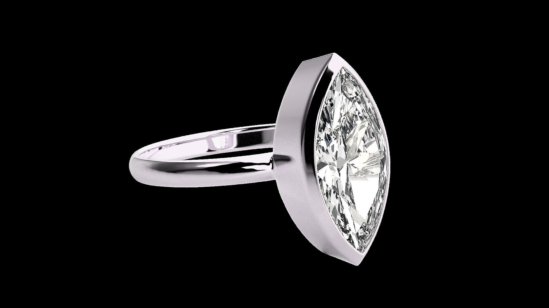 Marquise Light wt diamond ring 3dm stl renders details 3D print model_11