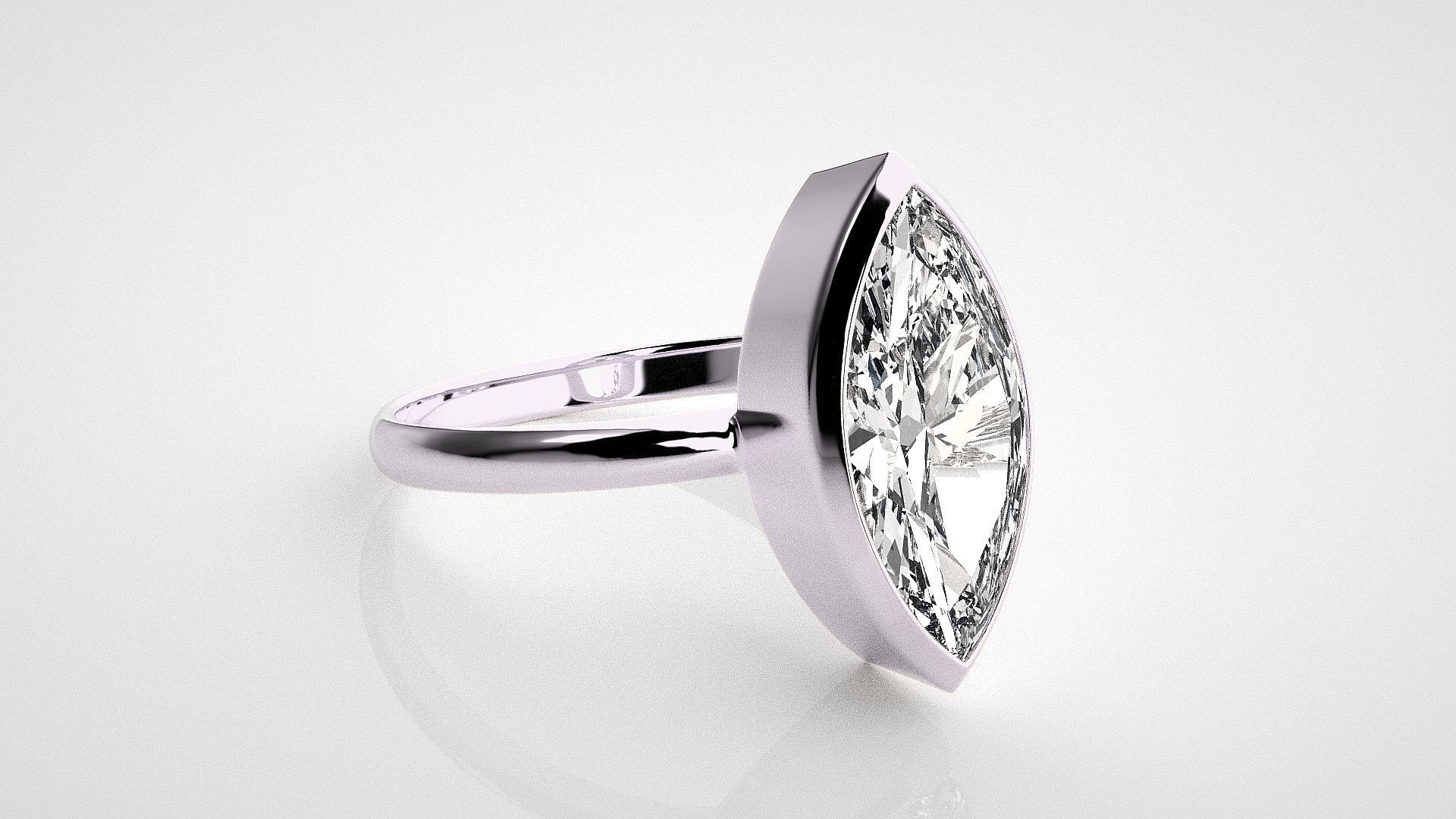 Marquise Light wt diamond ring 3dm stl renders details 3D print model_8