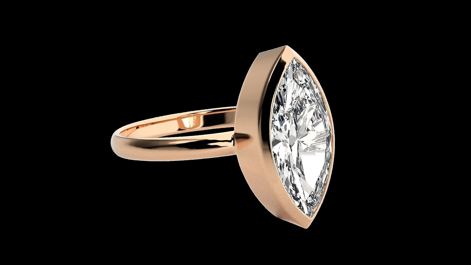 Marquise Light wt diamond ring 3dm stl renders details 3D print model_5