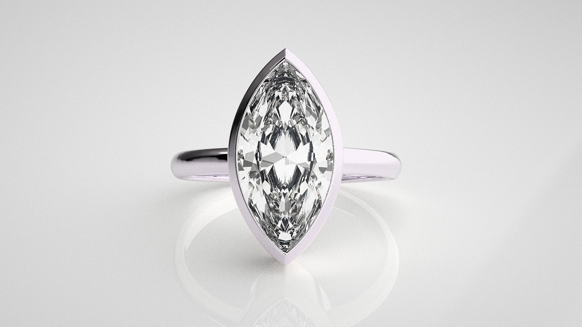 Marquise Light wt diamond ring 3dm stl renders details 3D print model_7