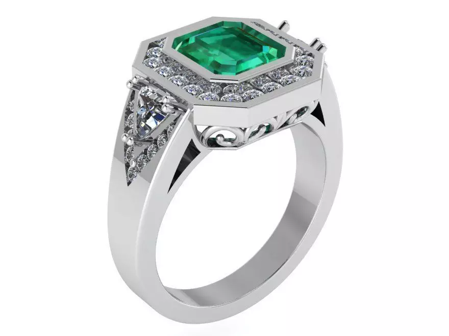 Octagonal Halo Ring 0276 3D print model_0