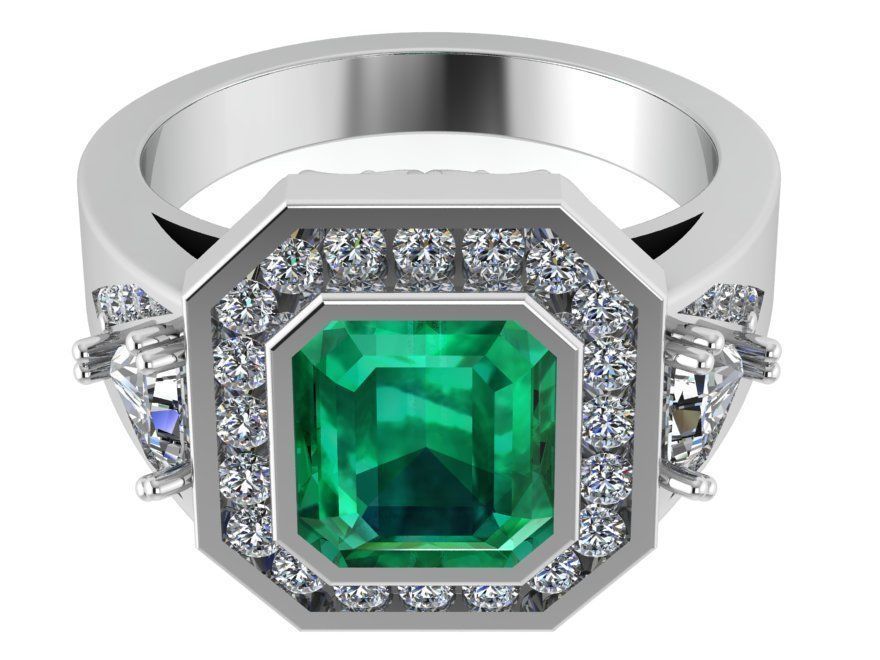 Octagonal Halo Ring 0276 3D print model_2