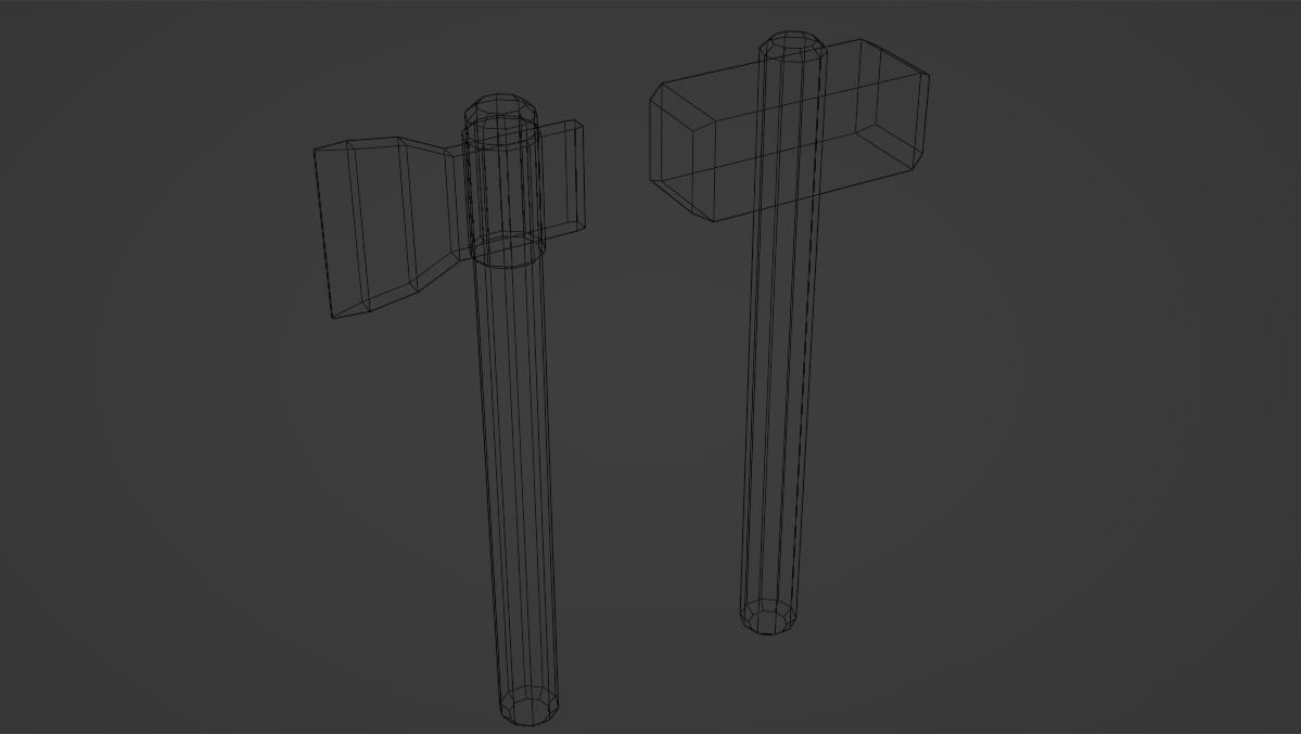 pixel hammer with an axe Free low-poly 3D model_2