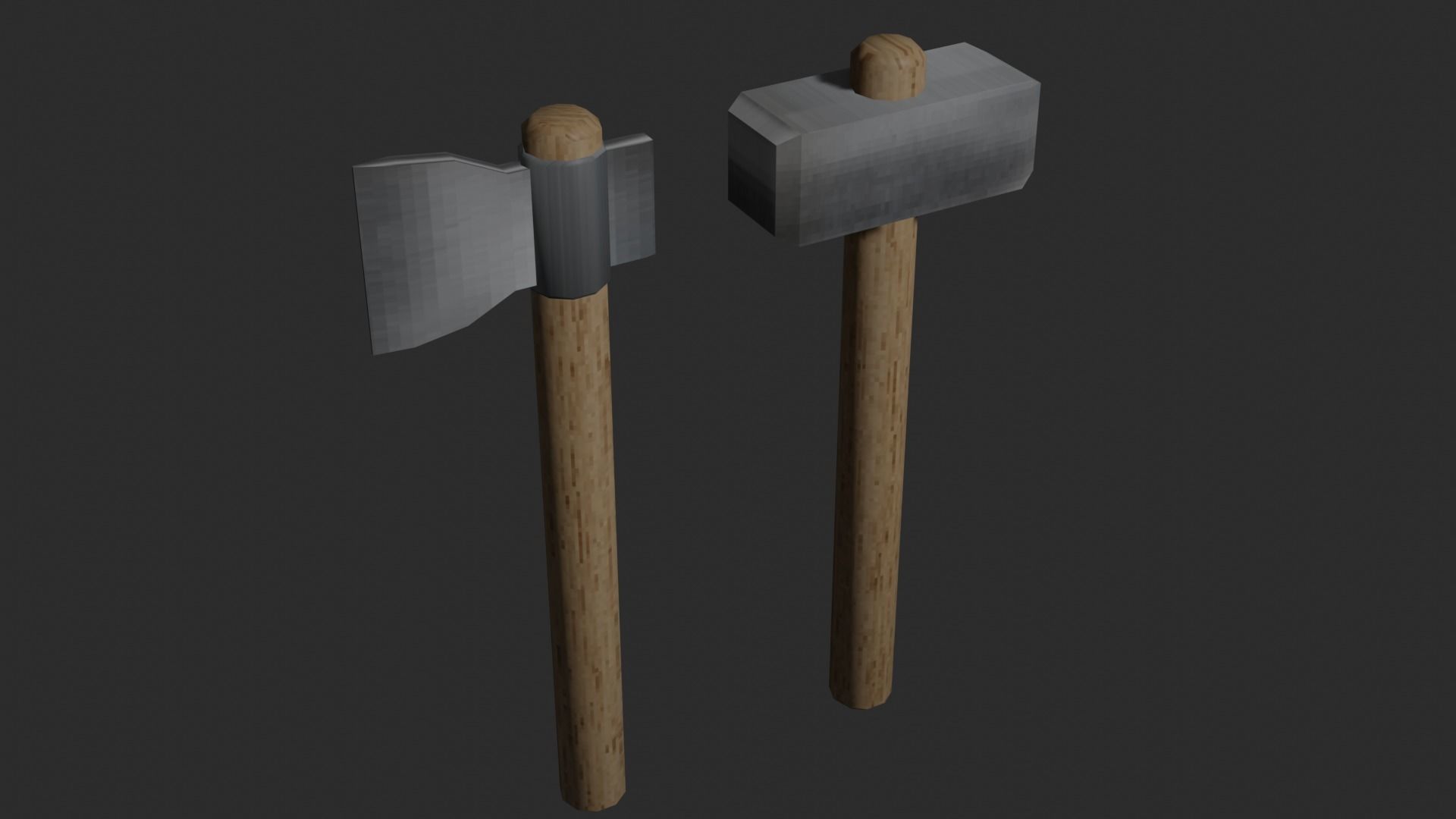 pixel hammer with an axe Free low-poly 3D model_3