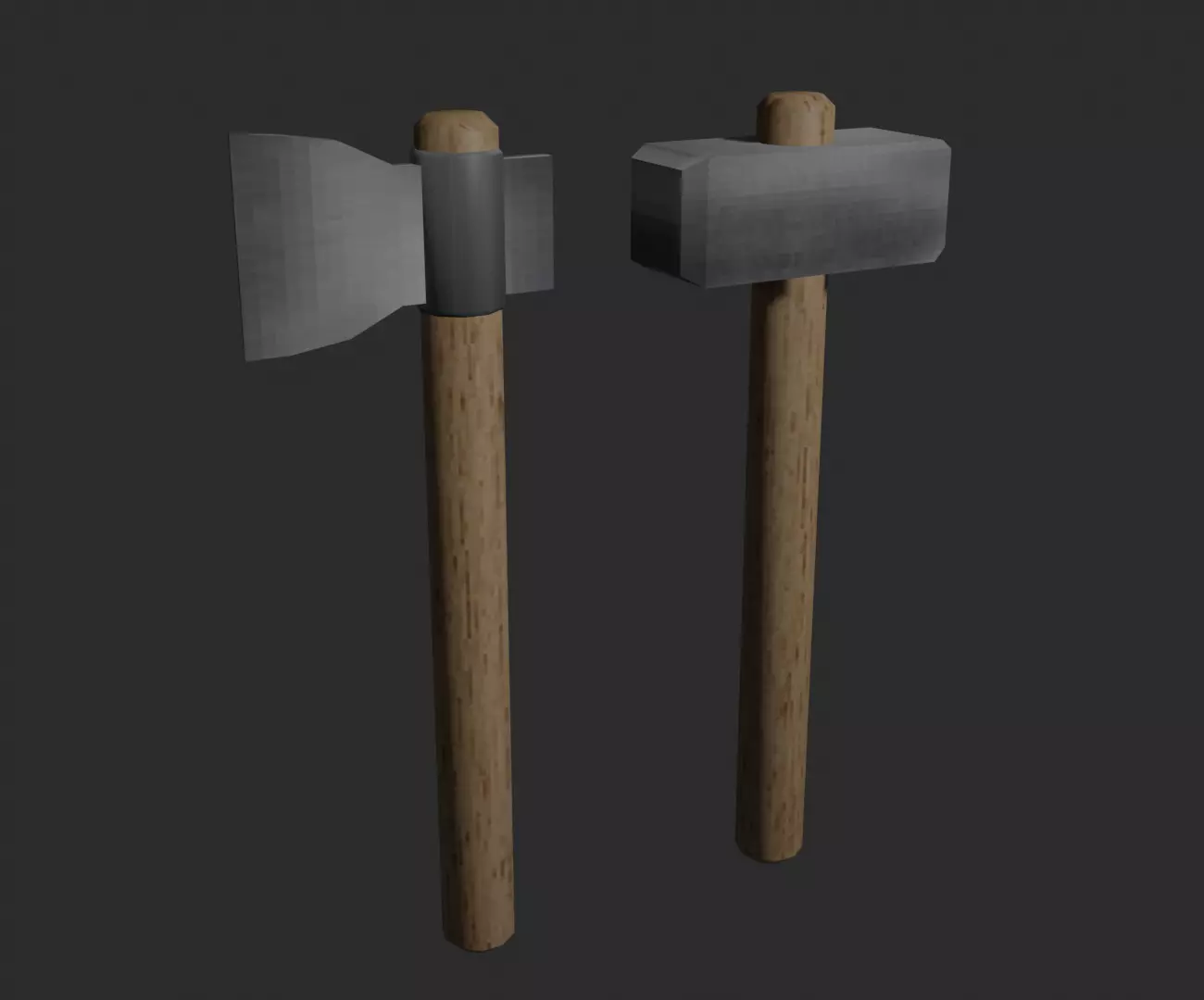 pixel hammer with an axe Free low-poly 3D model_0