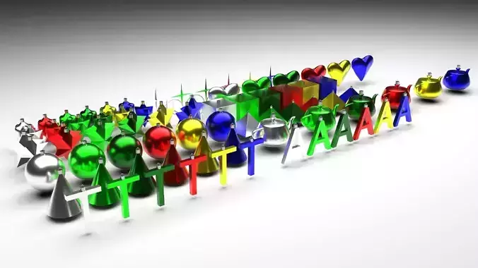 Christmas Balls Set With Different Shapes