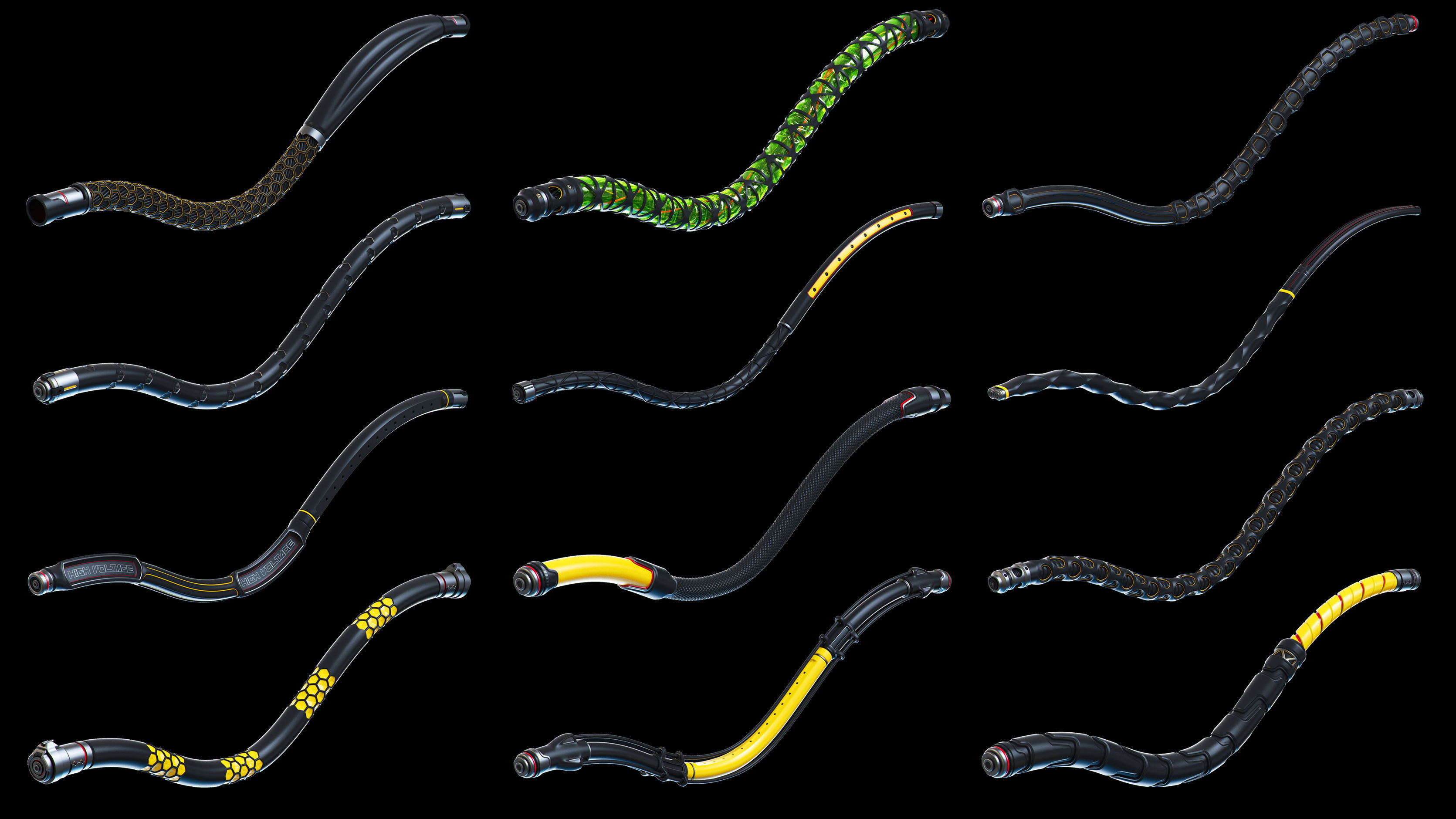 Cables and Wires set 3D model_1