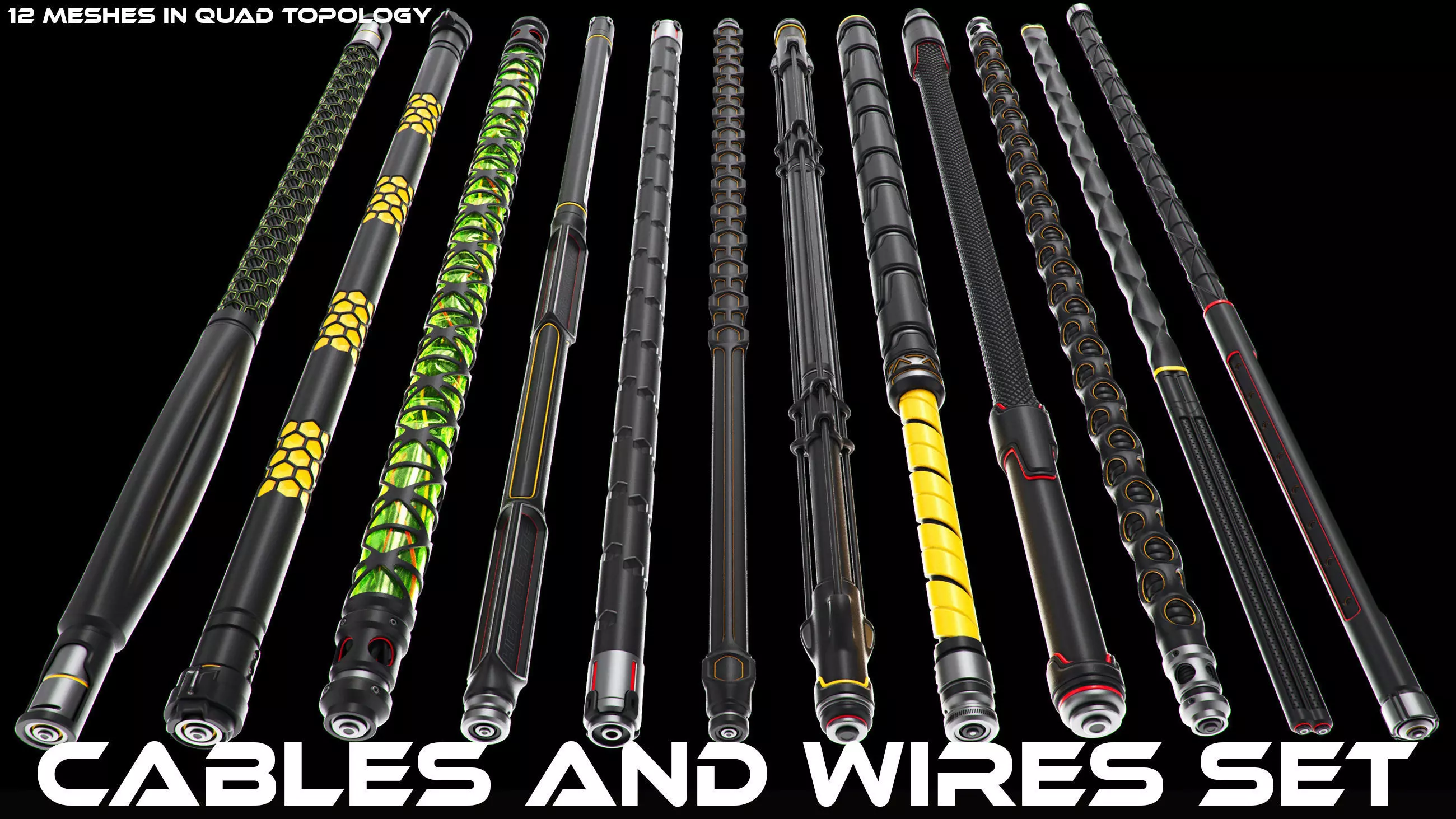 Cables and Wires set 3D model_0