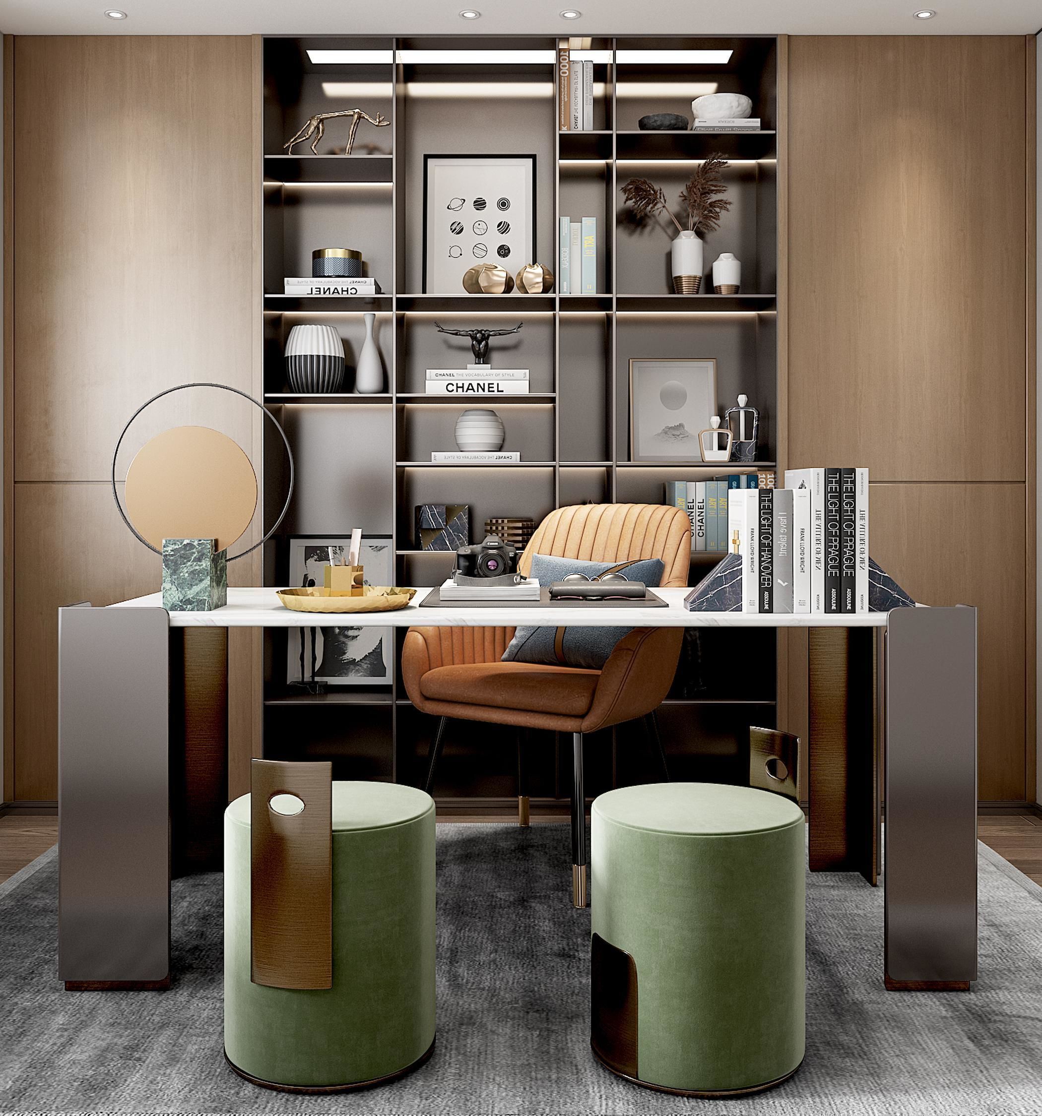 villa Study Home Modern decoration 3D model_1