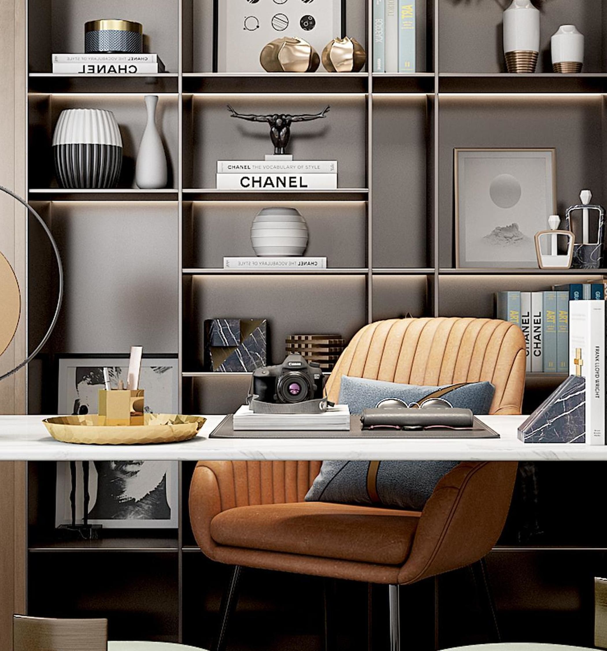 villa Study Home Modern decoration 3D model_5