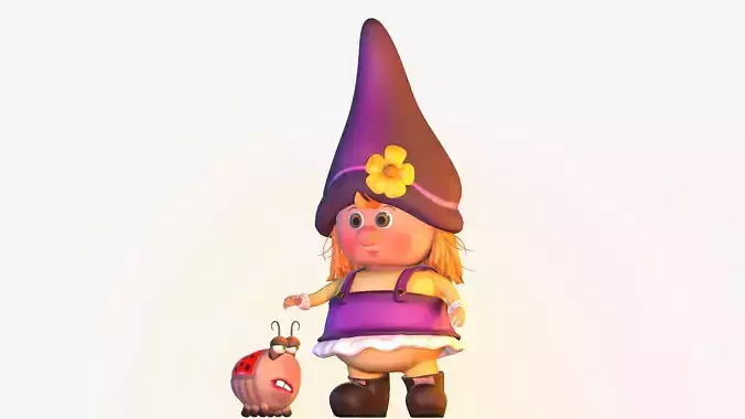 Gnome girl and ladybug