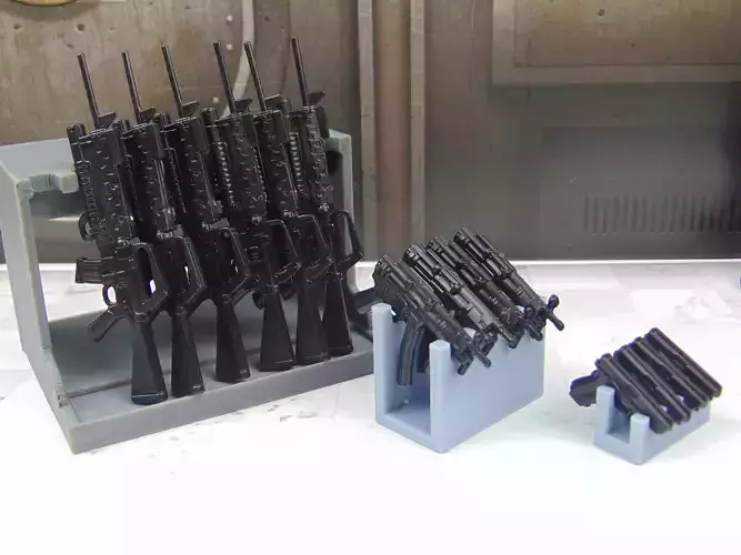 GI JOE Classified 3D Print Vertical Gun Racks Diorama Prop Set 3D print model