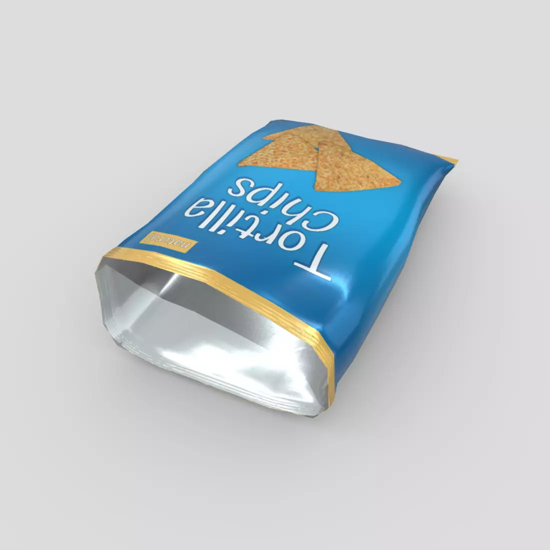 Tortilla Chips Bag Open Low-poly 3D model