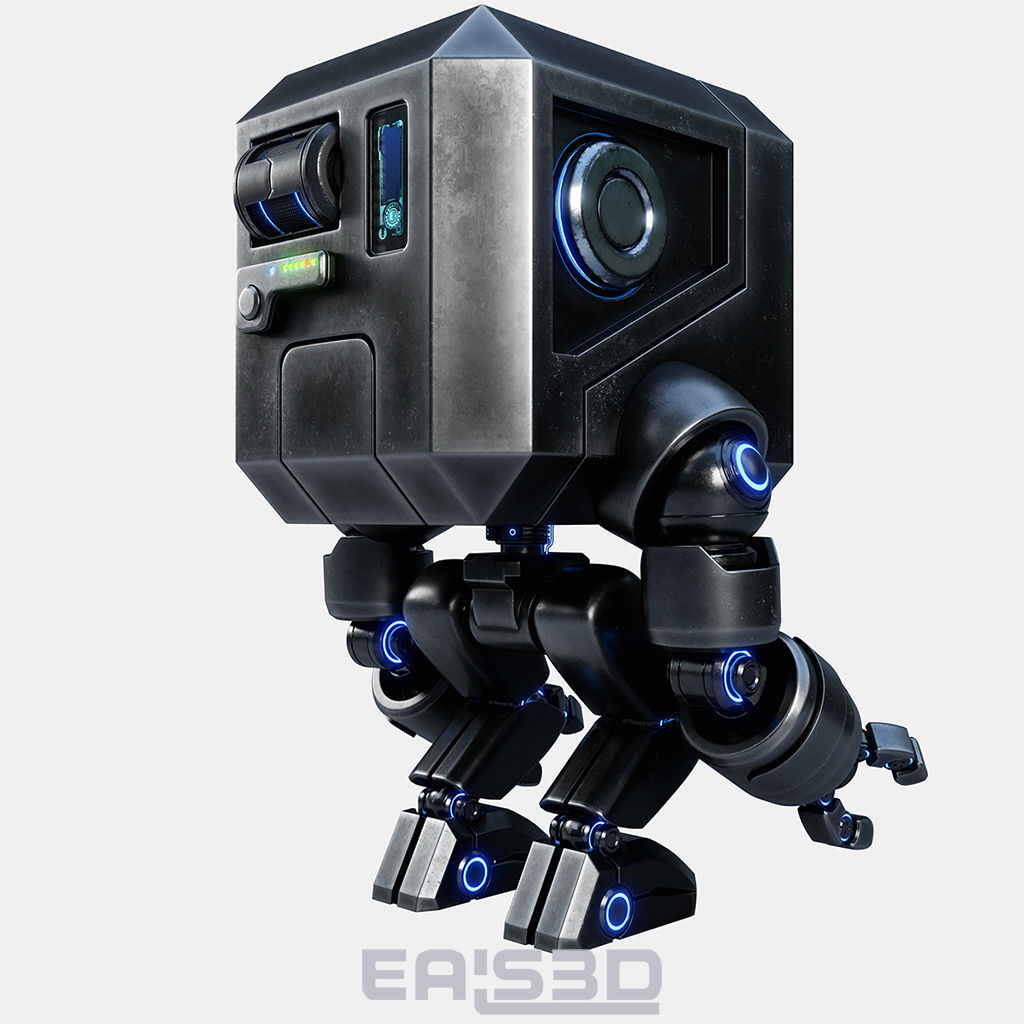 Cute Space Robot Rigged G-26 Metallic 3D model_17