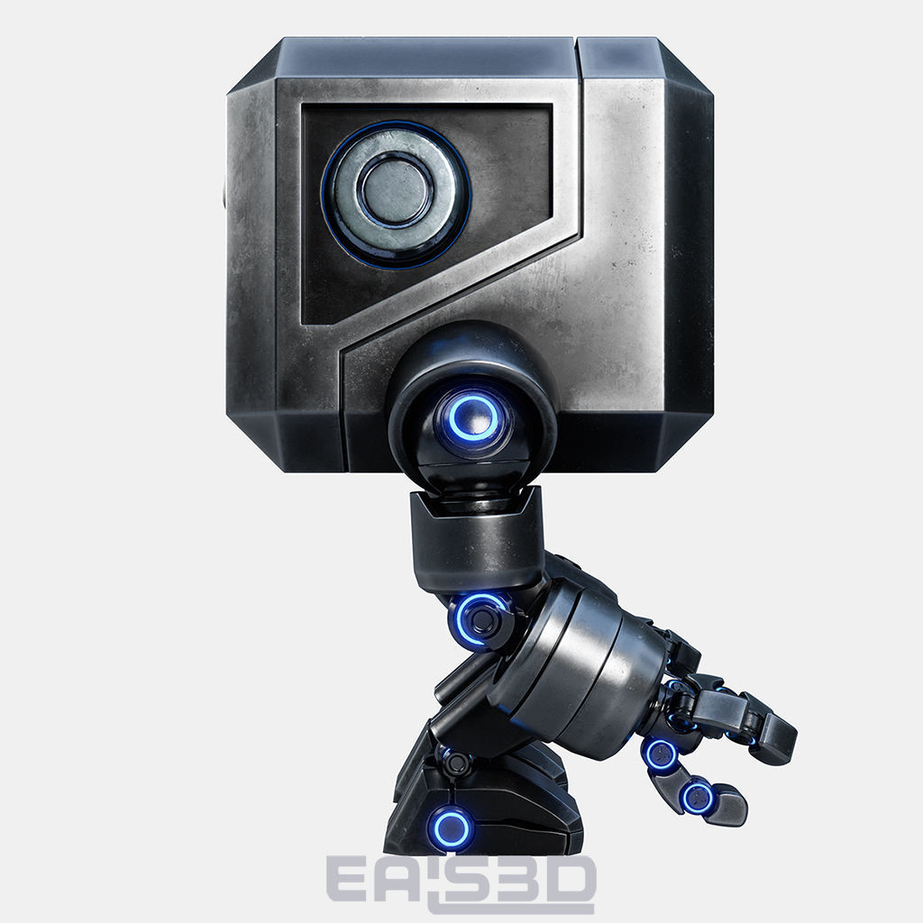 Cute Space Robot Rigged G-26 Metallic 3D model_18