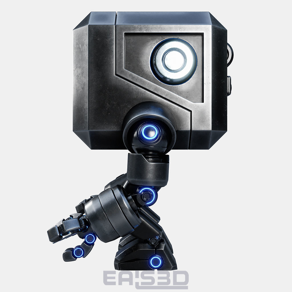 Cute Space Robot Rigged G-26 Metallic 3D model_14