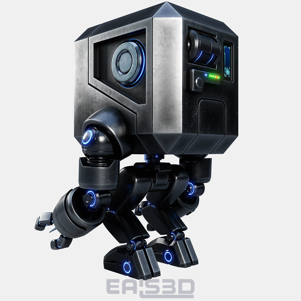 Cute Space Robot Rigged G-26 Metallic 3D model_15