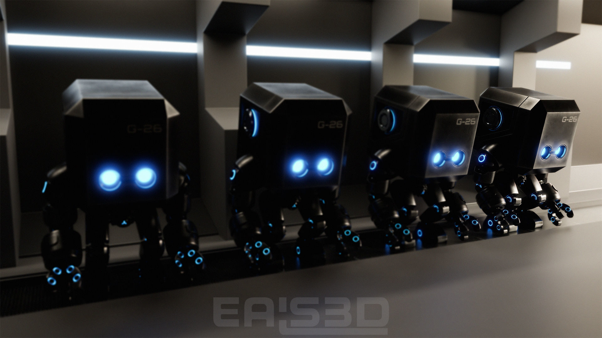 Cute Space Robot Rigged G-26 Metallic 3D model_3