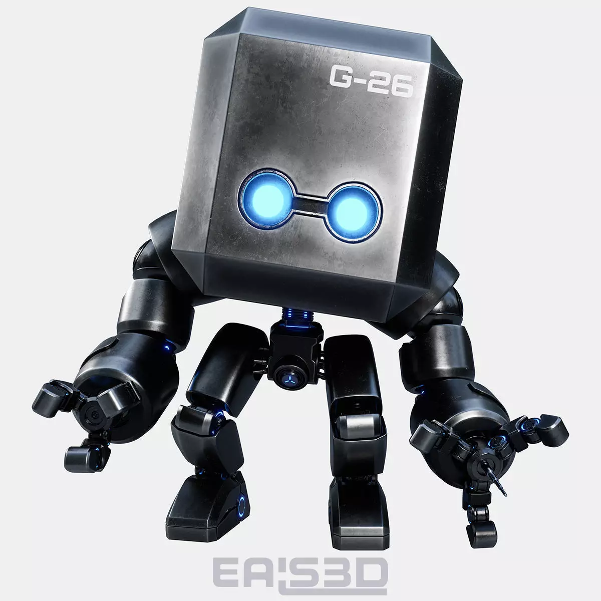 Cute Space Robot Rigged G-26 Metallic 3D model_0