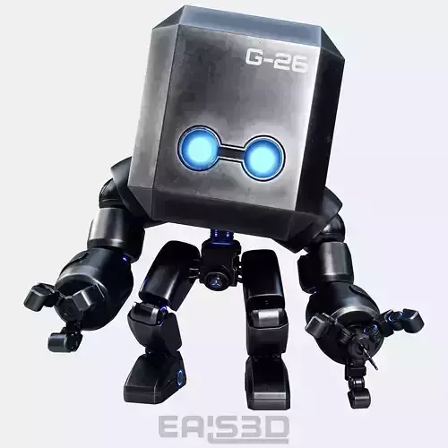 Cute Space Robot Rigged G-26 Metallic 3D model