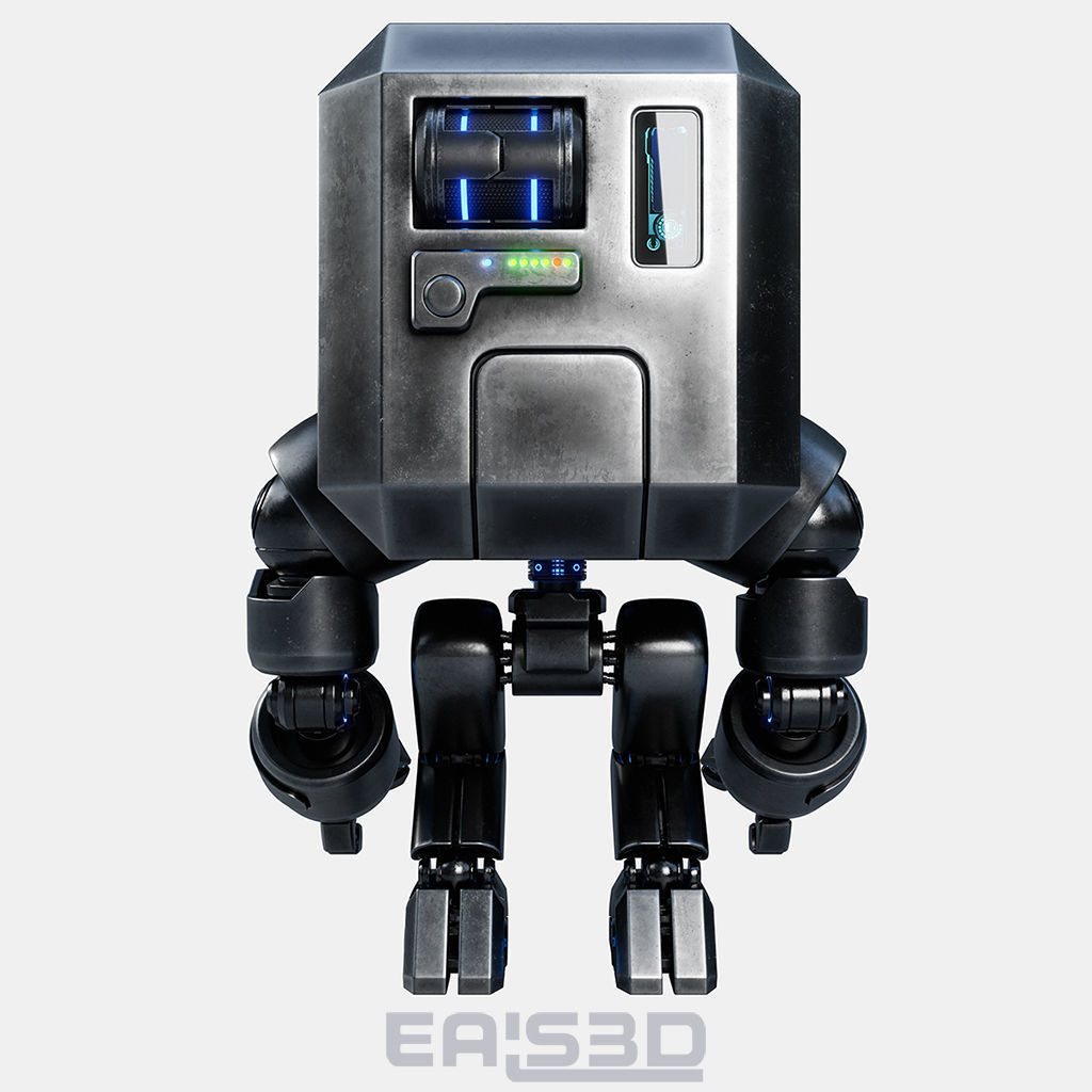 Cute Space Robot Rigged G-26 Metallic 3D model_16