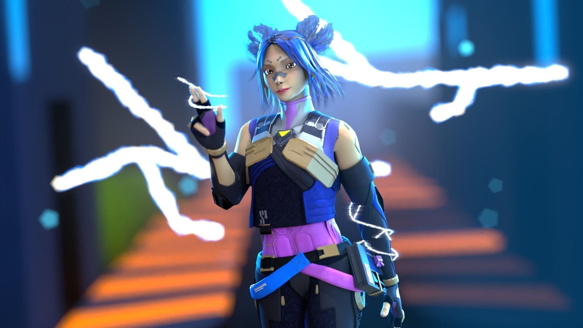 rigged valorant neon  Low-poly 3D model_7