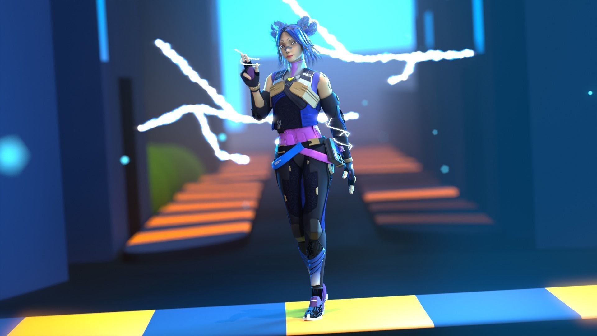rigged valorant neon  Low-poly 3D model_2