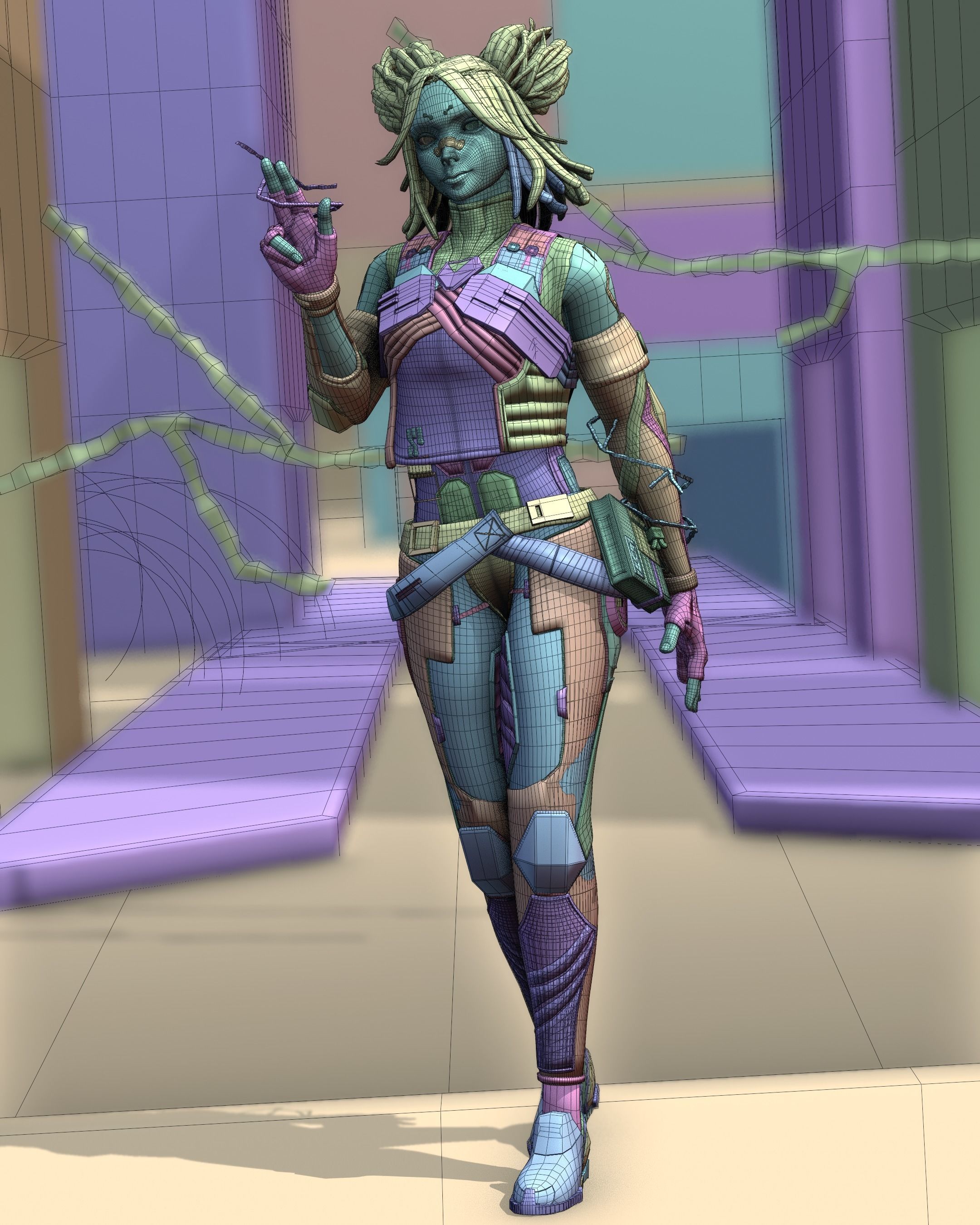 rigged valorant neon  Low-poly 3D model_3