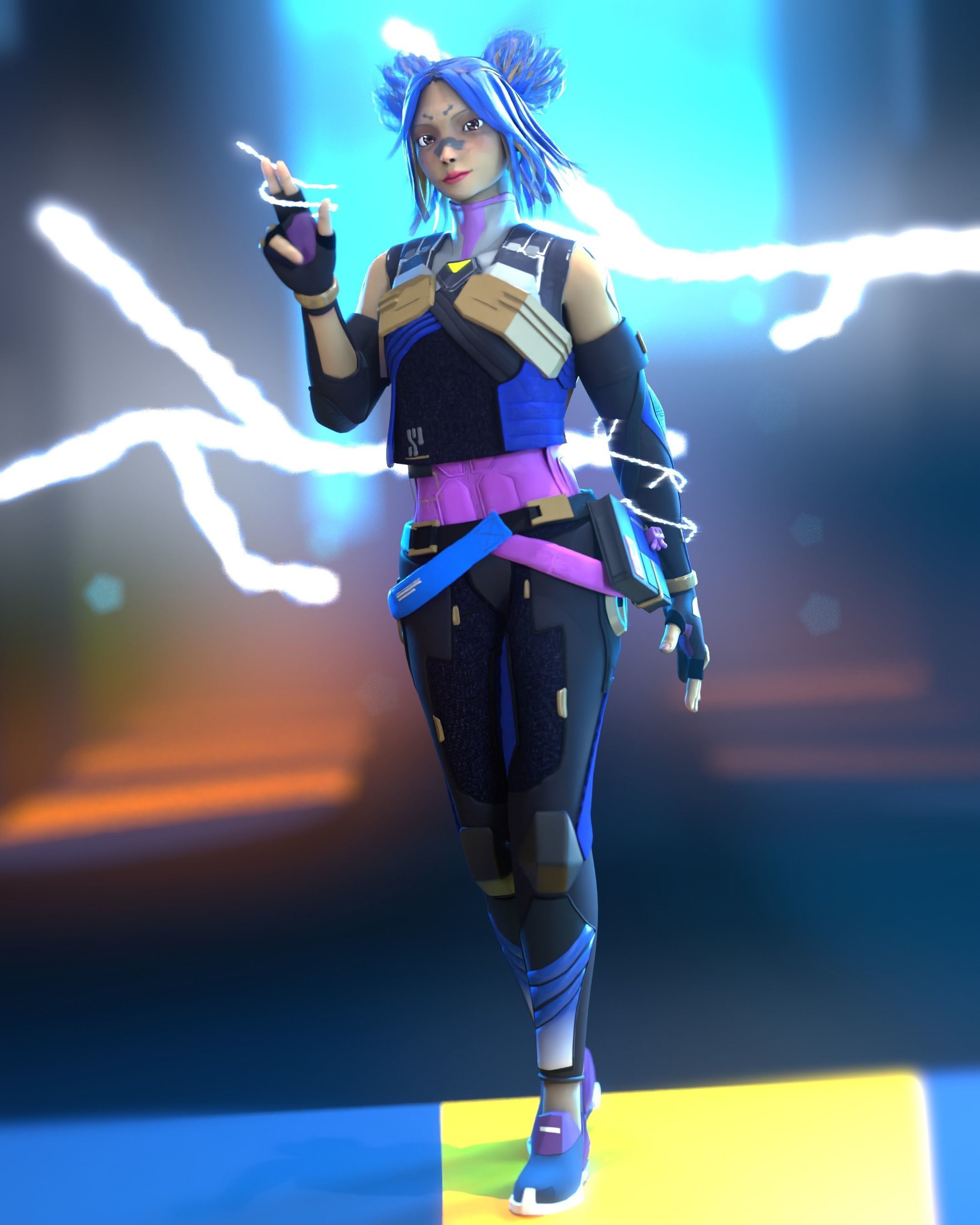 rigged valorant neon  Low-poly 3D model_5