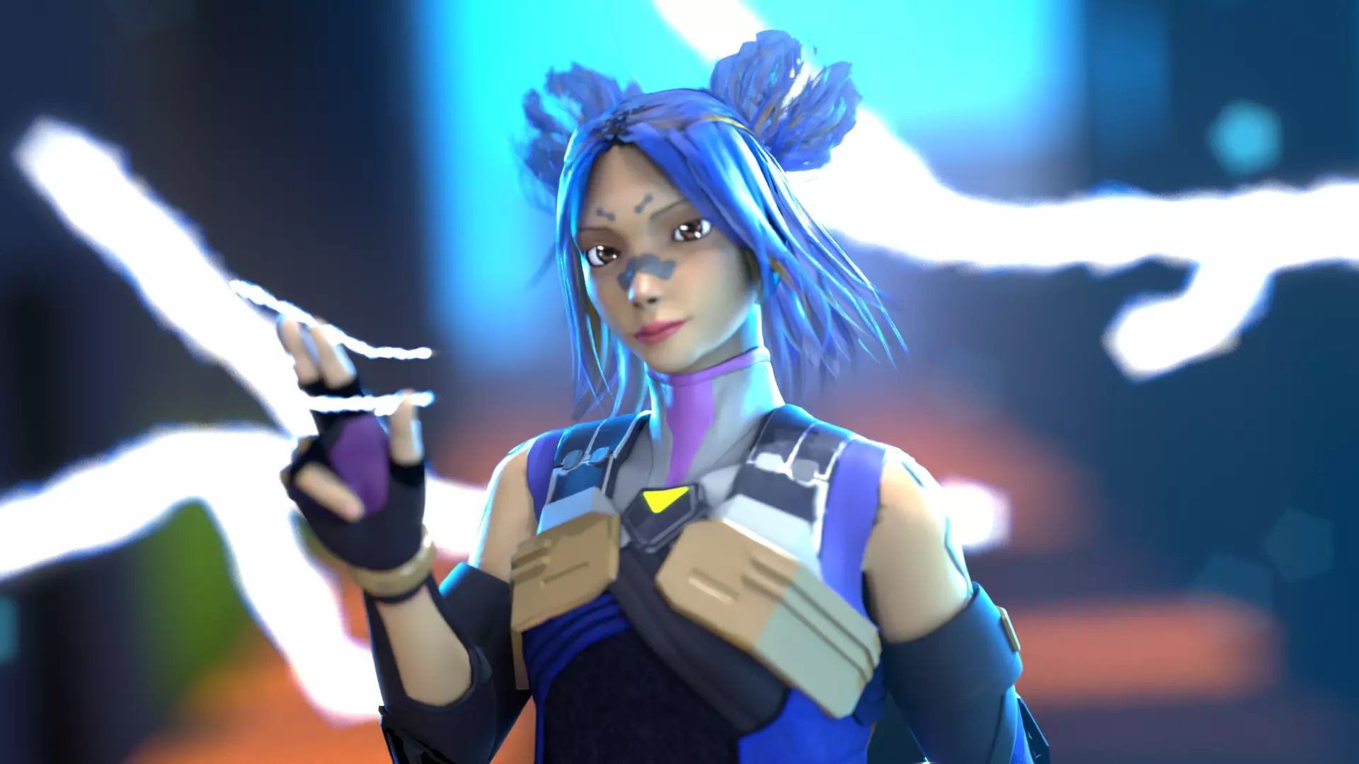 rigged valorant neon  Low-poly 3D model_0