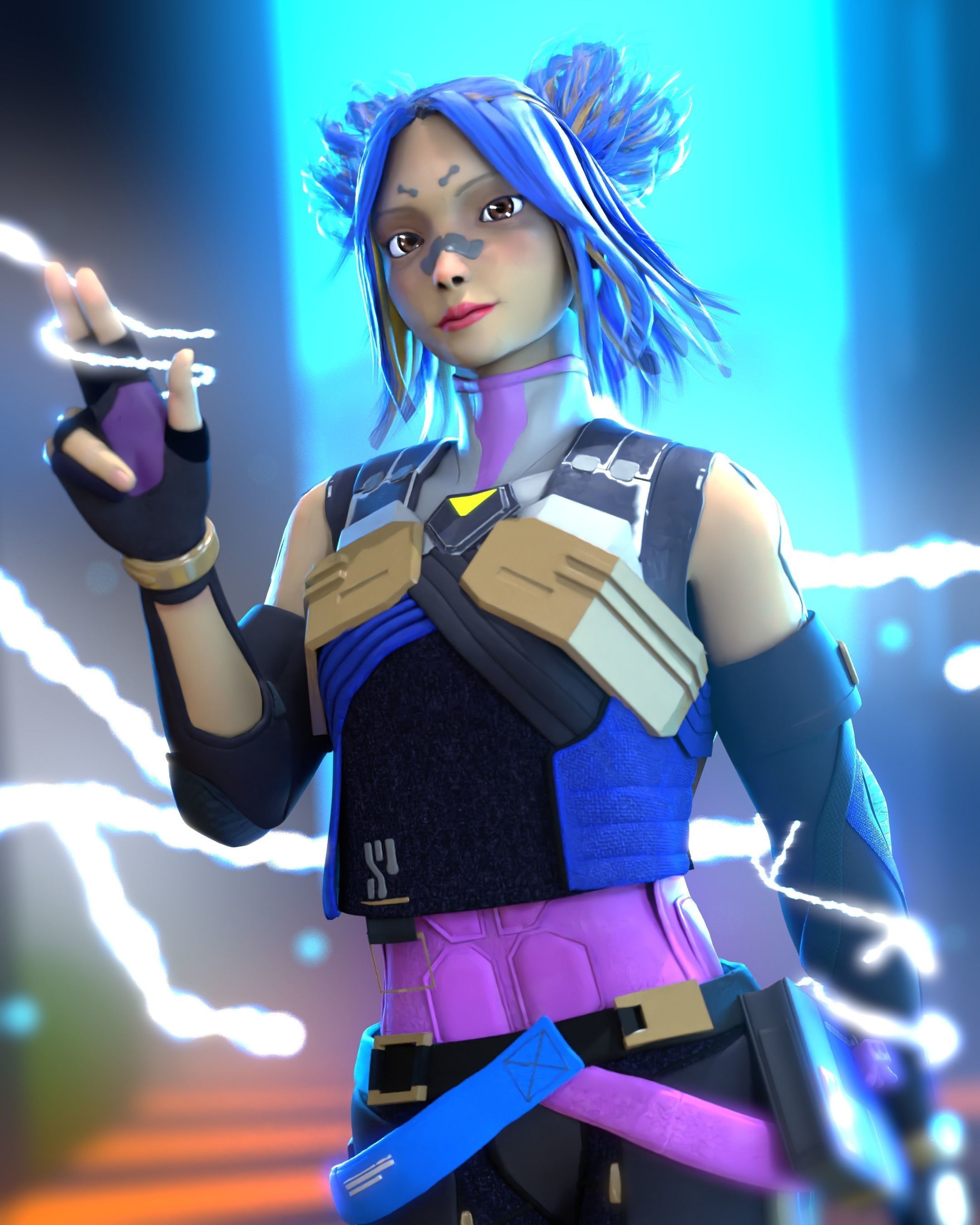 rigged valorant neon  Low-poly 3D model_6