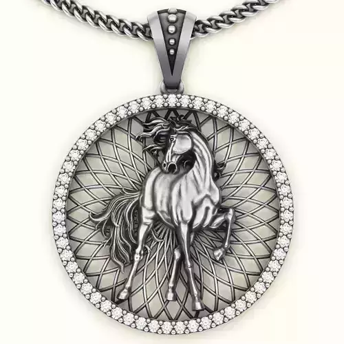Horse pendant silver gold jewelry printable 3D model 