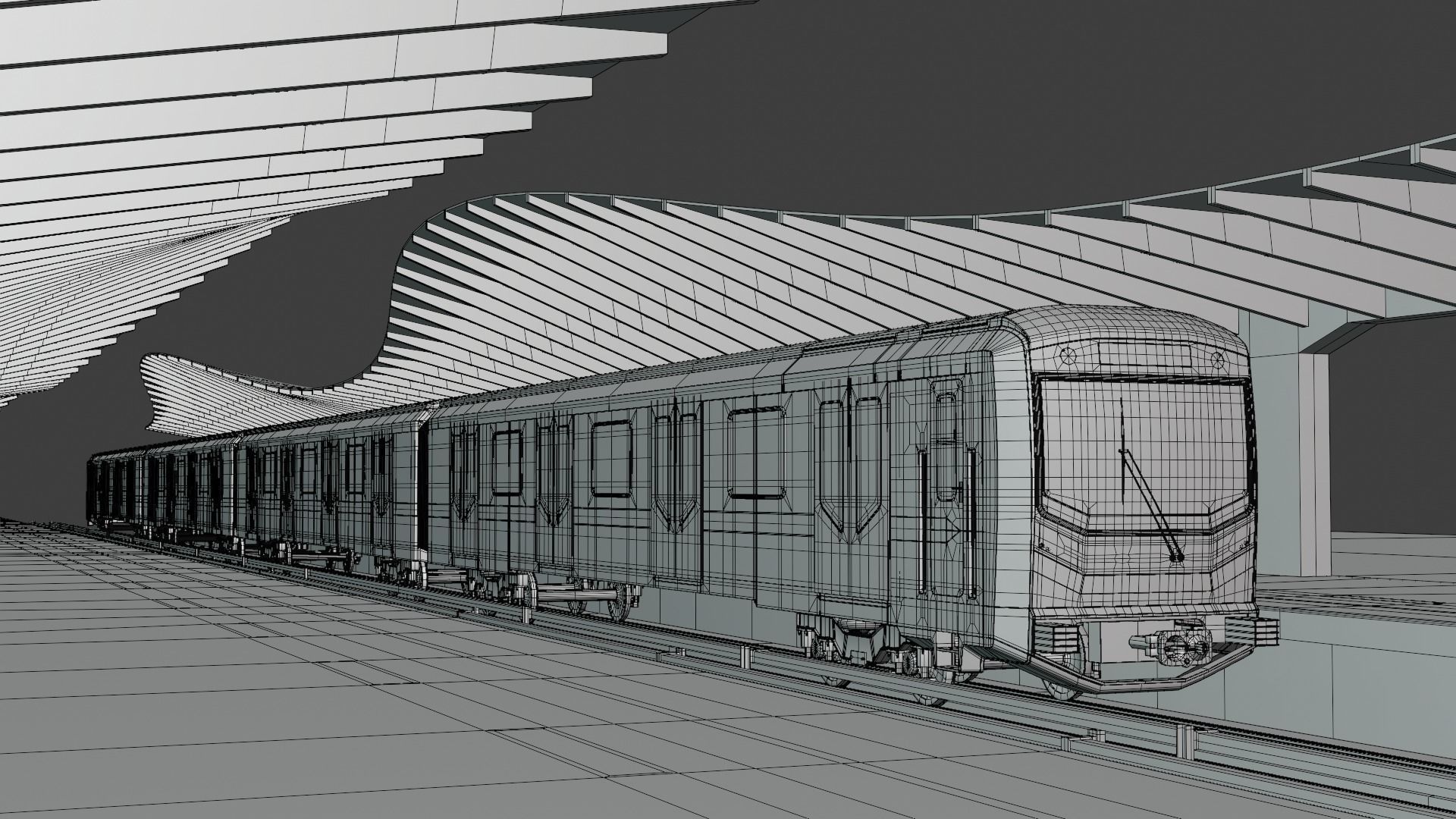 Warsaw metro station III 3D model_1