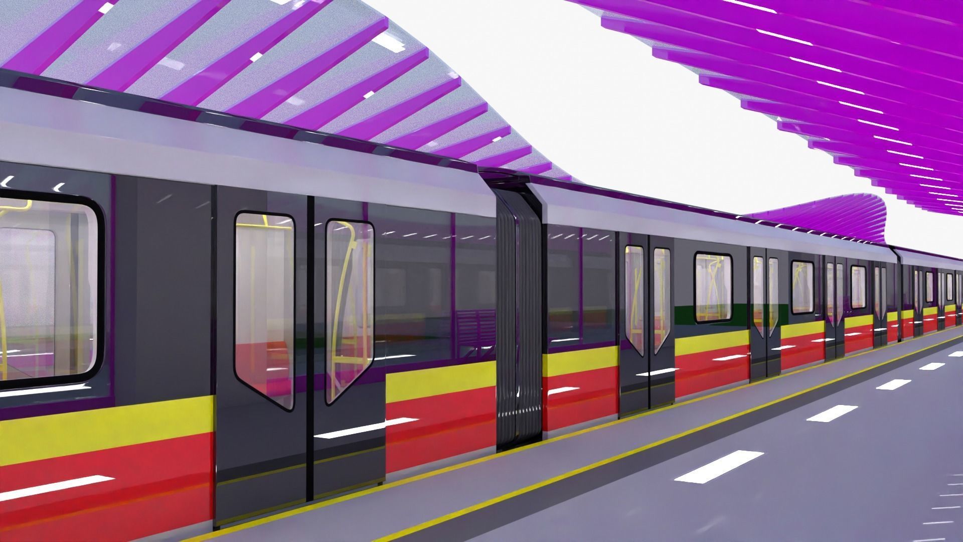 Warsaw metro station III 3D model_13