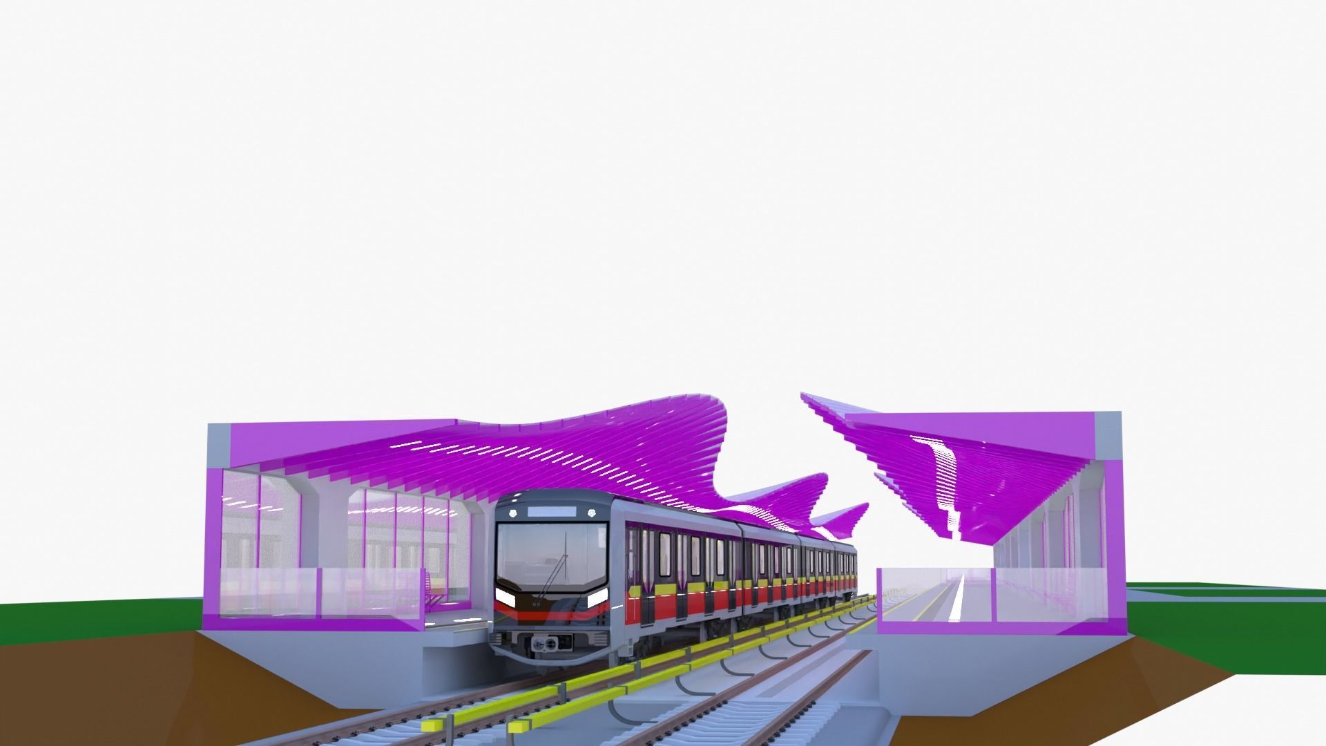 Warsaw metro station III 3D model_8