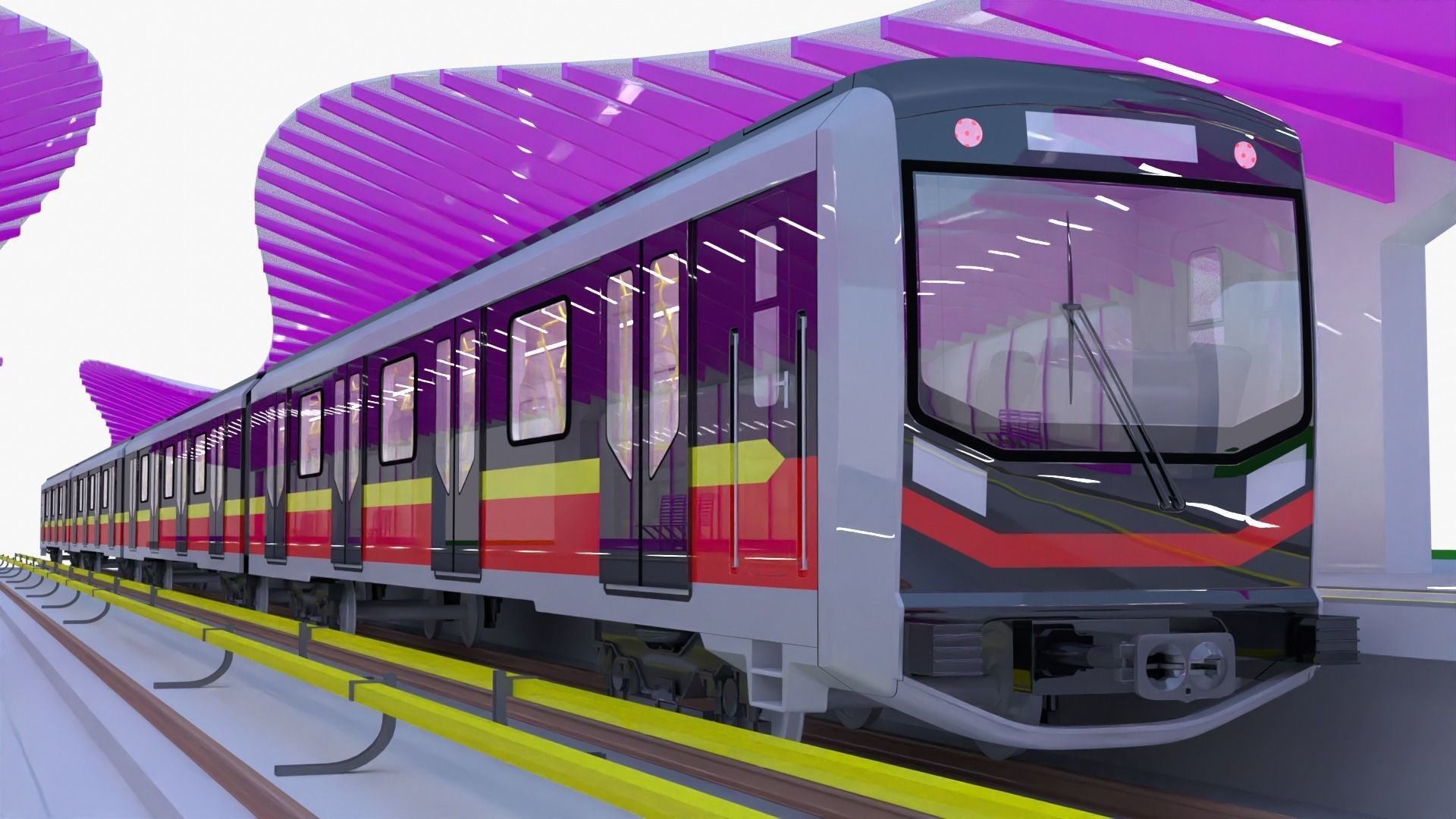 Warsaw metro station III 3D model_2