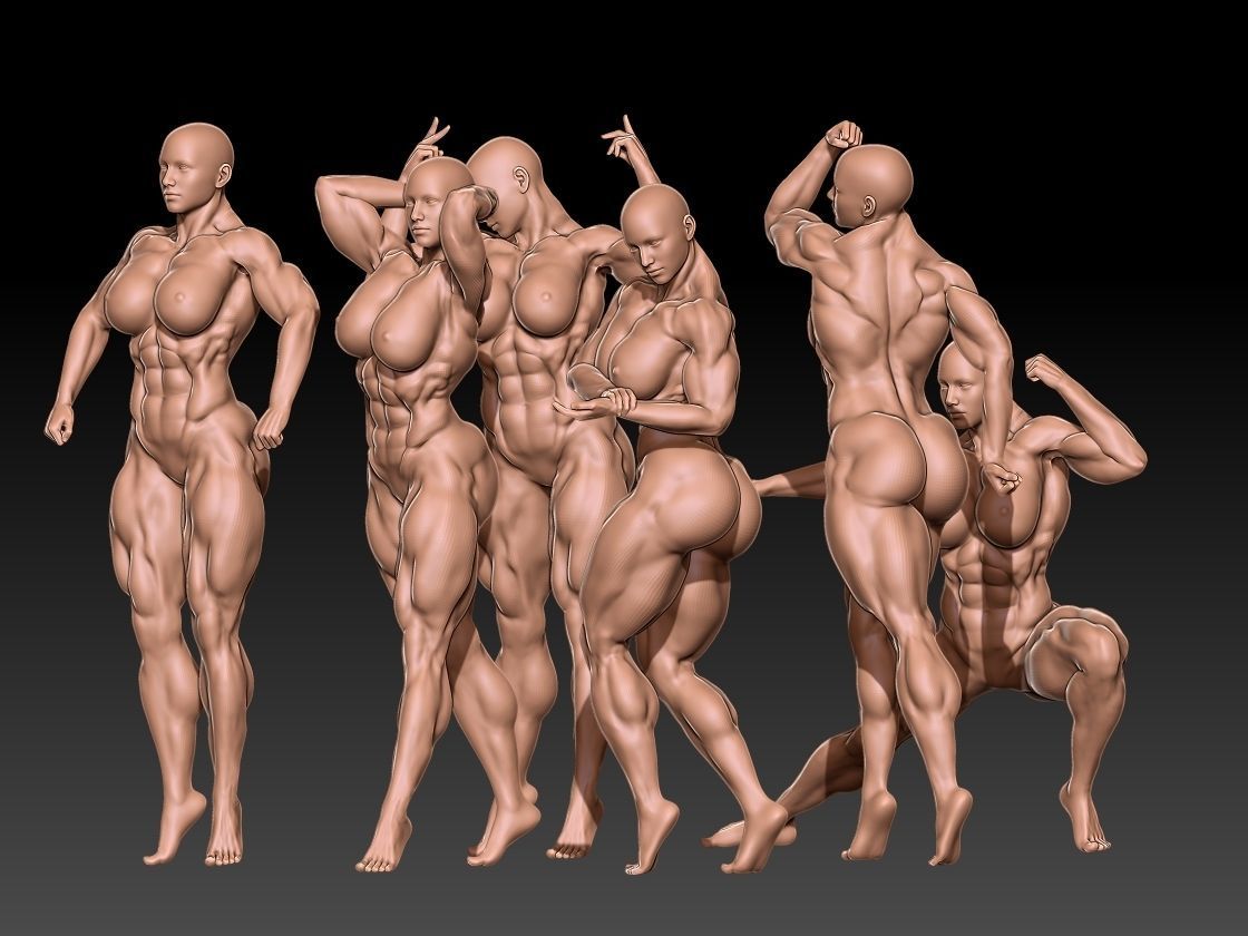 Pack  Bodybuilder woman 3D print model_1
