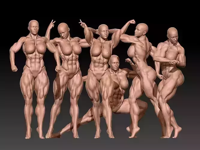Pack  Bodybuilder woman 3D print model