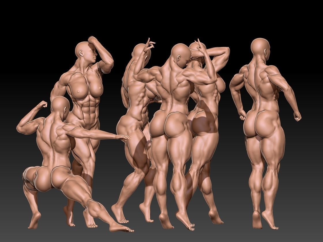 Pack  Bodybuilder woman 3D print model_3
