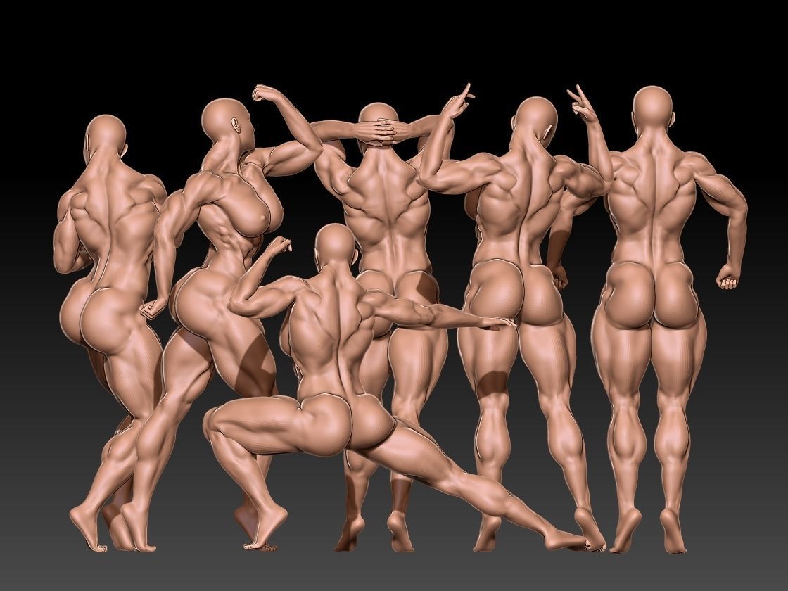 Pack  Bodybuilder woman 3D print model_2