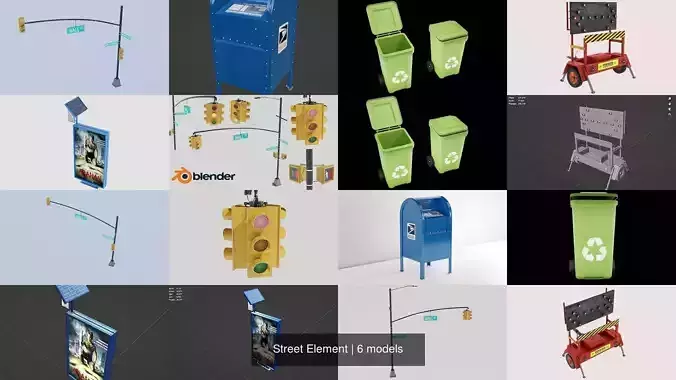 Street Element 3D Model Collection
