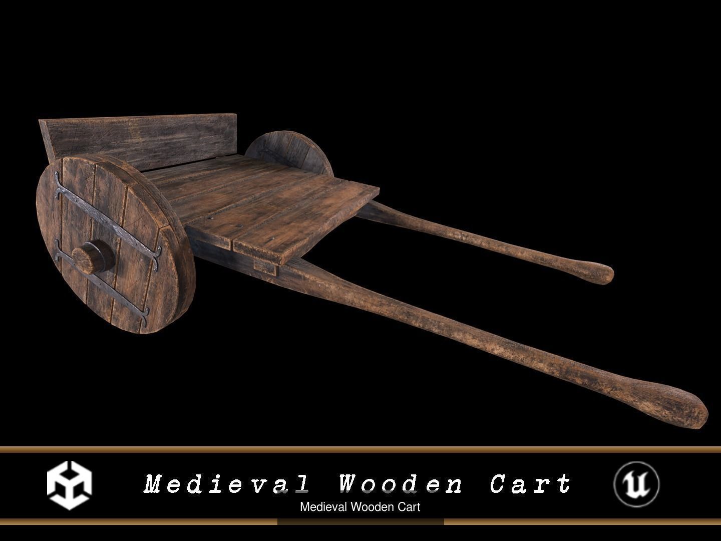 Vegetable Market Wooden Cart 3D Model Collection_16
