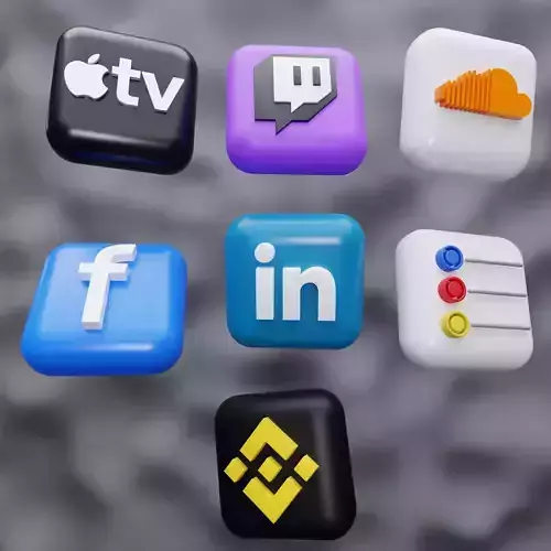 New 3D Social Media Icons and ios 17 Pack Game Ready