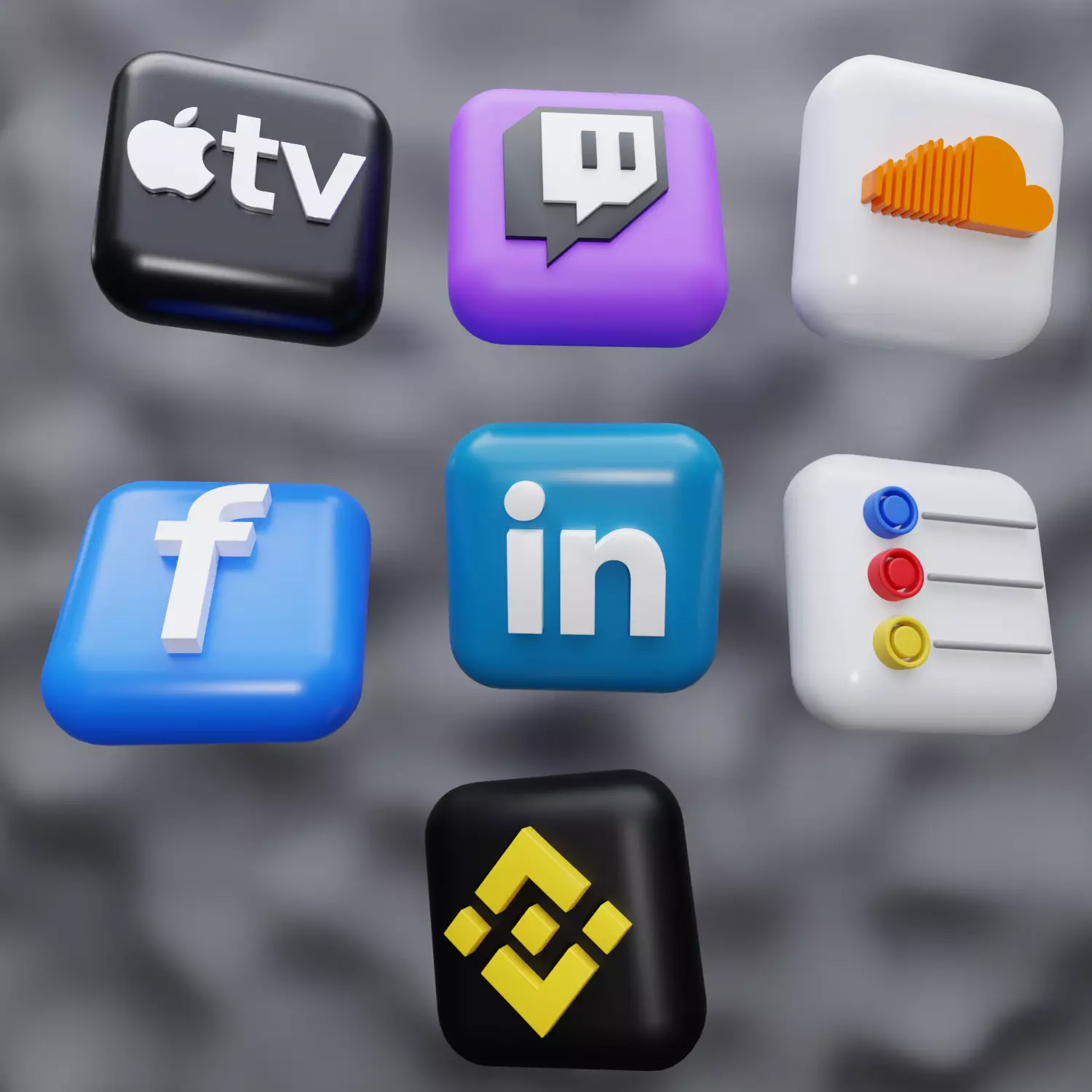 New 3D Social Media Icons and ios 17 Pack Game Ready Low-poly 3D model_0
