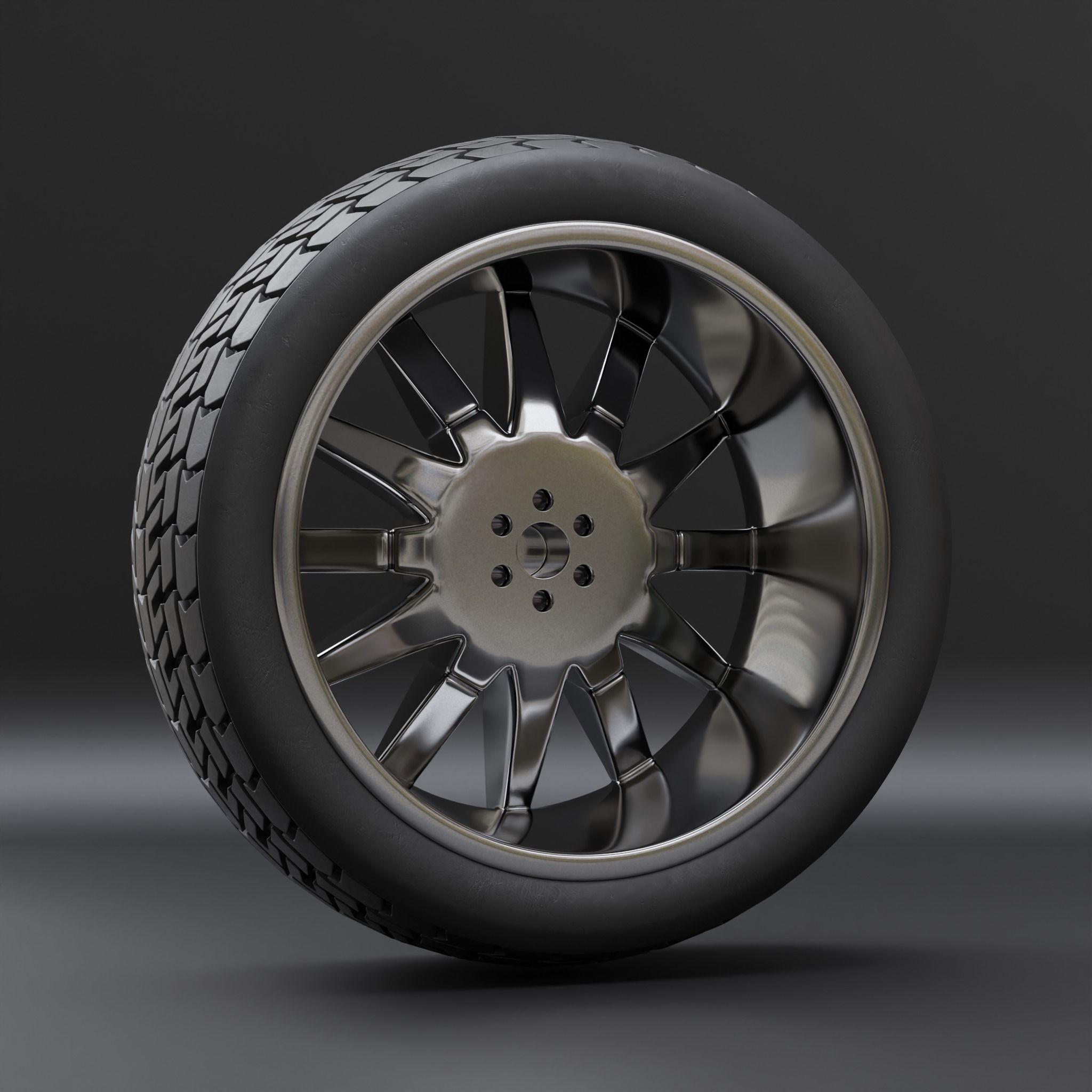 Generic car wheel N1 3D model_2